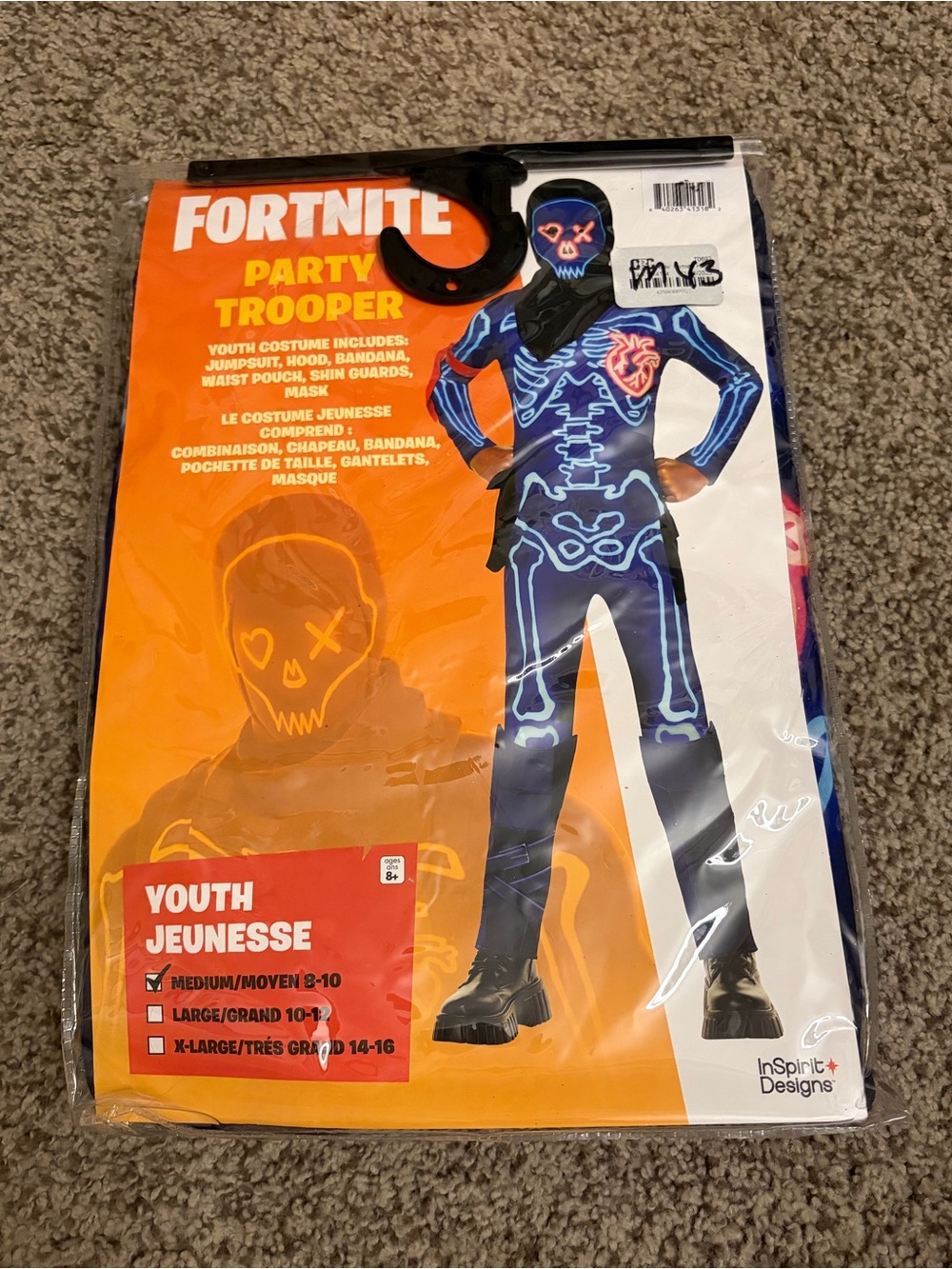 Fortnite party trooper costume in kids medium 8/10 NEW